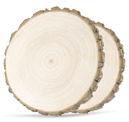 2 Stücke Holzscheiben, Holzplättchen Rund ohne Loch, 28-32cm, Naturholz Baumscheiben für DIY Basteln Weihnachten Dekoration Hochzeiten Malen von Generisch