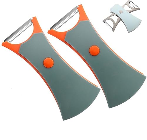 2-in-1 Schäler, 2Pcs Sparschäler Set, Gemüse Julienne-Schneider, Kartoffelschäler, Universalschäler Sparschäler mit Scharfer Klinge und Rutschfestem Griff für Karotten, Karotten, Obst (Orange 2pcs) von Generisch