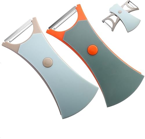 2-in-1 Schäler, 2Pcs Sparschäler Set, Gemüse Julienne-Schneider, Kartoffelschäler, Universalschäler Sparschäler mit Scharfer Klinge und Rutschfestem Griff für Karotten, Karotten, Obst (Blau+Orange) von Generisch