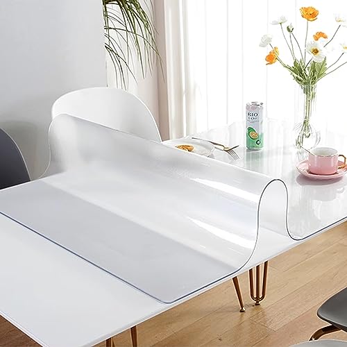 2 mm transparenter PVC-Tischschutz, geruchlos, antibakteriell, mattiert, wasserdicht, leicht zu reinigen, Kunststofffolie, 60 x 100 cm, ideal zum Schutz von Tischen vor Flecken und Kratzern von Generisch