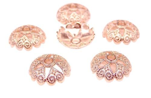 20 Perlenkappen 20mm groß roségold hell herzige Blumenform Herz XL Kappen rose gold von Generisch