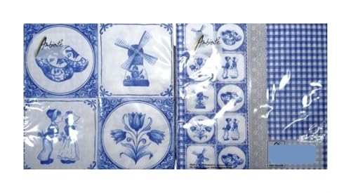 20 Servietten Delft Blue Holland Napkins 33 cm Windmühle Deko GTT K40 von Generisch