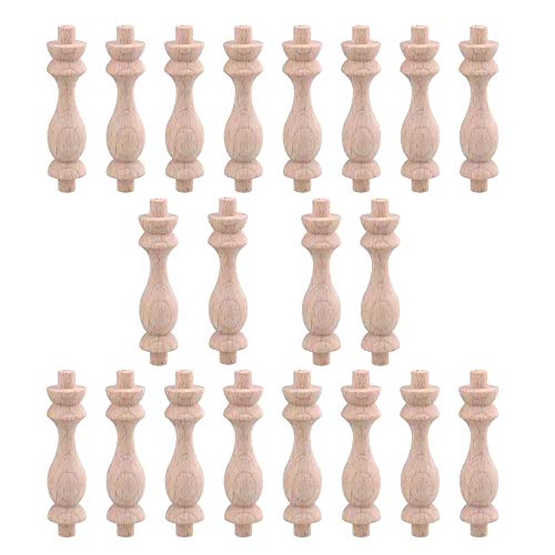 20 Stück 7,6 x 1,8 cm unlackierte Buchenholz-Bastelspindeln Baluster für Zuhause, Restaurant, Dekoration, Reparatur, unlackierte Holzdekoration von Generisch