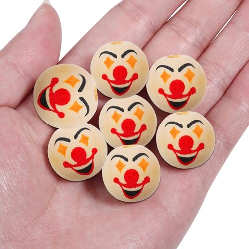 20 mm große Clowns-Holzperlen, 20 Stück, Holzperlen zum Basteln, für Karneval, Halloween, Holzkugeln zum Basteln, Basteln, handgefertigte Armbänder, Schmuck, Heimdekorationen (20 Stück) von Generisch