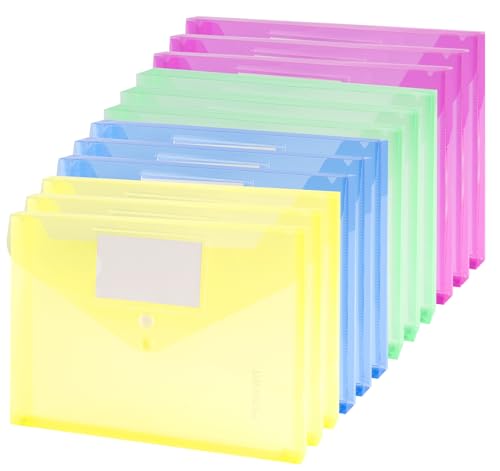 20 pack Dokumententasche Transparent Bunt A4 Transparent Druckknopf A4 Dokumentenmappe Etikettentasche wasserdicht für Dokumente Organisieren von Generisch