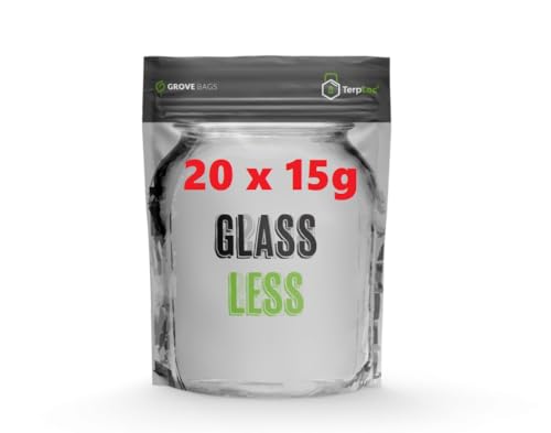 20 x 15g GlassLess Grove Bags, Luftdichte Aufbewahrungsbeutel mit Feuchtigkeits- und Geruchskontrolle + UV-Schutz von Generisch