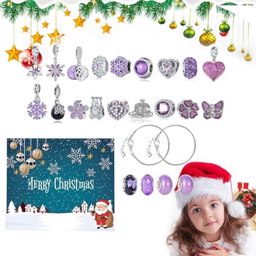 2024 Schmuck-Adventskalender, Weihnachts-Adventskalender für Mädchen im Teenageralter, Schmuckherstellungsset für Mädchenarmbänder, kreative Weihnachtsaccessoires für Kinderarmbänder von Generisch