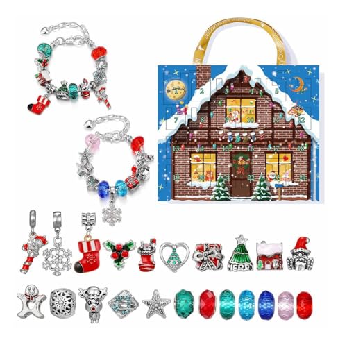 2024 Weihnachts Adventskalender Armband Set – 24 Tage Countdown Kalender Schmuckherstellungsset | Weihnachtsschmuck Adventskalender Charm Armband Set Zum Sammeln Für Kinder (A) von Generisch