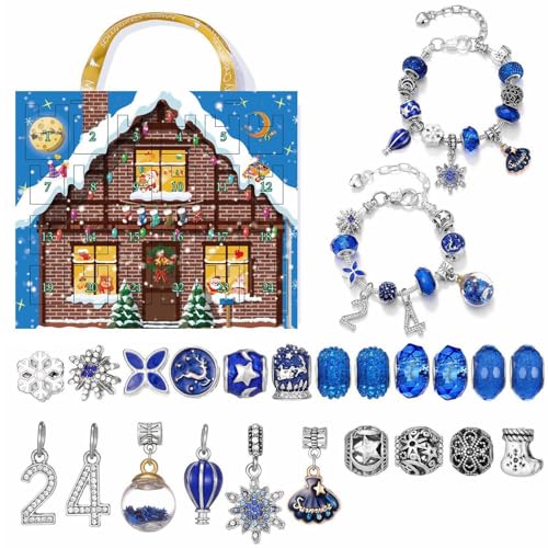 2024 Weihnachts Adventskalender Armband Set – 24 Tage Countdown Kalender Schmuckherstellungsset | Weihnachtsschmuck Adventskalender Charm Armband Set Zum Sammeln Für Kinder (F) von Generisch