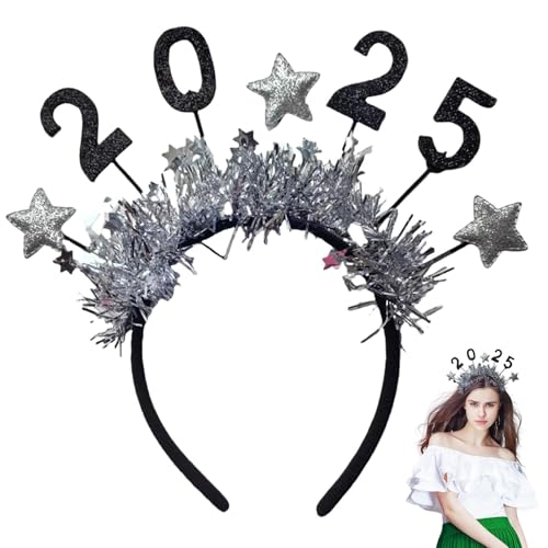 2025 Happy New Year Star Stirnband | Festliches Stirnband 2025 | Silvester Tiara | 2025 Happy New Year Stirnbänder Tiara | Silvester Haarschmuck für Weihnachten 2025 Silvester Supplies von Generisch