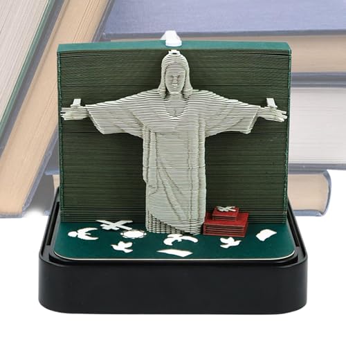 2025 Kalender, dekorativer Kalender, Jesus Art Kalendar, Heimdekor-Kalender, 3D-Papierkalender, Carving Art Notepad 9,8 x 9,8 x 9 cm von Generisch