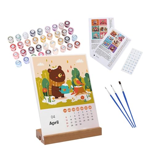 2025 Kalender mit Brush, Acrylfarben-Kalender, handbemalter Kalender, Monthly Desk Kalender 2025, manuelles Malen Monthly Kalender 2025, Schreibtischkalender 2025 mit handbemaltem Design und von Generisch