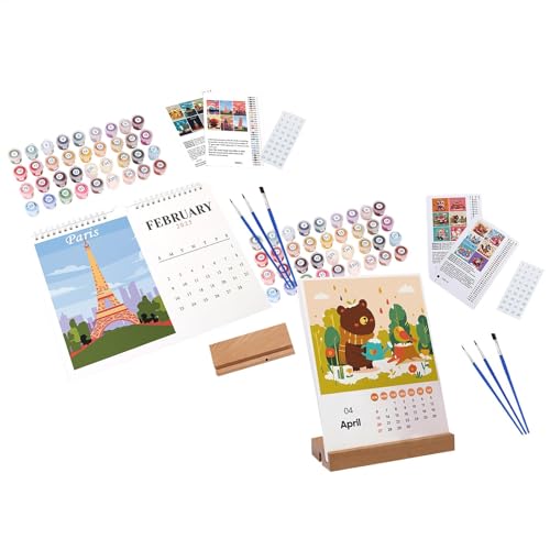 2025 Kalender mit Brush, Acrylfarben-Kalender, handbemalter Kalender, Monthly Desk Kalender 2025, manuelles Malen Monthly Kalender 2025, Schreibtischkalender 2025 mit handbemaltem Design und von Generisch