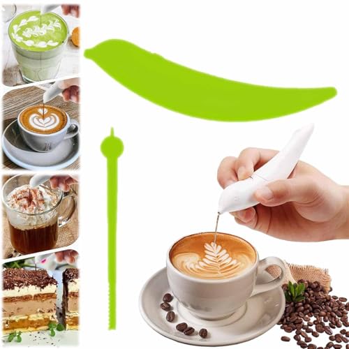 2025 New Spice Pen for Latte Art, Spice Pen, Latte Art Pen for Coffee, Spice Pen, Latte Art Pen, Coffee Stencil Latte Art, Motorized Coffee Engraving Pen, Powered by Battery (Grün) von Generisch