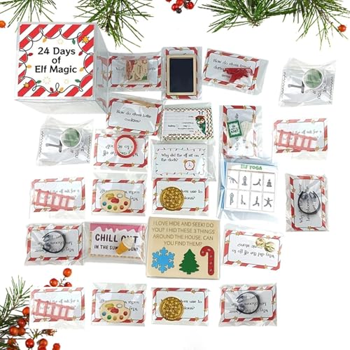 24-Tage-Aktivitäten-Requisiten-Set, 2024 Elfen Set 24 Tage Weihnachten, Elfen Aktivitäten Requisiten, Weihnachts Countdown Kalender Elfen, Elfen Sets Beste Weihnachts Countdown Geschenkbox von Generisch