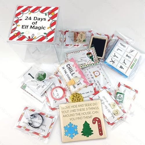 24 Tage Elfen-Zauber-Set – Elf Auf Dem re-gal 24-Tage-Set, Lustige Requisiten Für Elfenaktivitäten Und Countdown-Weihnachtsgeschenke, Weihnachtselfen-Set Bester Weihnachts-Adventskalenderfür Kinder von Generisch