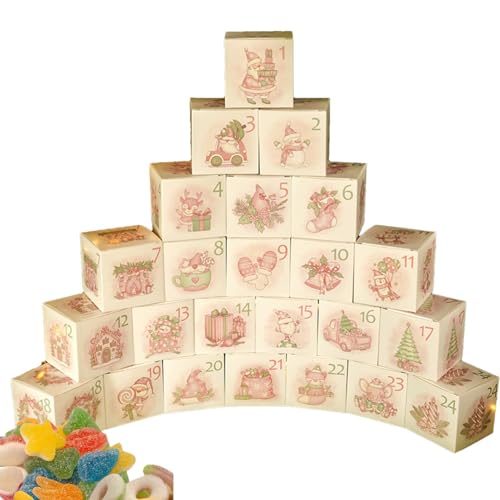 24-teilige Geschenkbox, Leckerli-Bonbontüten, 24-Tage-Papier-Weihnachts-Leckerli-Boxen Für Kinder, Für -Geschenkboxen, Adventskalender-Boxen Leer, Weihnachts-Schneemann-Pappschachtel von Generisch