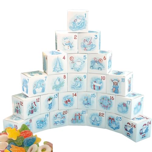 24-teilige Geschenkbox, Leckerli-Bonbontüten, 24-Tage-Papier-Weihnachts-Leckerli-Boxen Für Kinder, Für -Geschenkboxen, Adventskalender-Boxen Leer, Weihnachts-Schneemann-Pappschachtel von Generisch