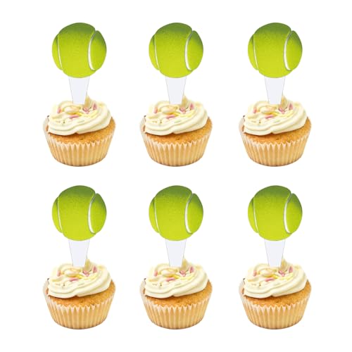 25 Stück Doppelseitiges Tennis Cupcake Topper Tennis Sport Kuchen Dekoration Sport Themed Party Dekoration Tennis Periphere Aktivitäten Dekorationn von Generisch