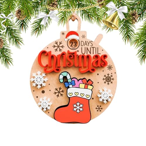 25 Tage Countdown Weihnachten, Weihnachts-Countdown-Ornamente – Weihnachtsdekoration aus Holz, rotierendes Schild für Adventskalender, Weihnachtskalender des Weihnachtsmanns von Generisch