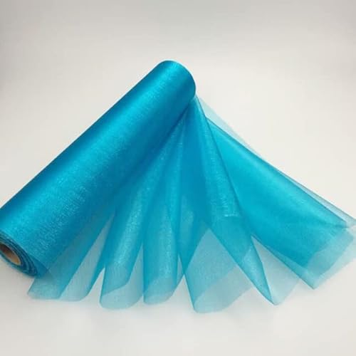 25 m x 29 cm transparente NZA-Rolle, Tüllstoff, Stuhlschärpen, Schleife, Girlande, DIY, Hochzeit, Party, Dekoration, türkisches Blau von Generisch