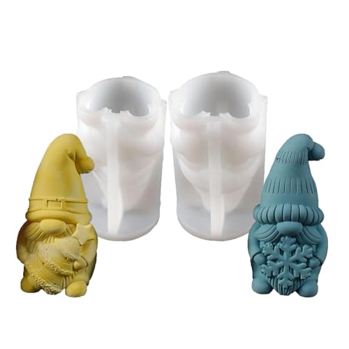 2PCS Silikonform Weihnachten Wichtel, 3D Silikonformen Gießformen Weihnachten Kerzenformen zum Gießen, Gnome Zwerg Gips Gießform, Silikonformen, Weihnachten Deko von Generisch