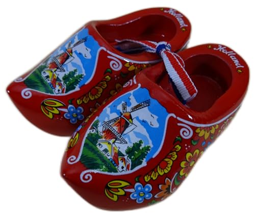 2er Set Deko Holland Clogs Windmühle 10 x 5 x 5 cm Blumen Holz Klumpen Figur Deko Halle GMTX 5500 von Generisch