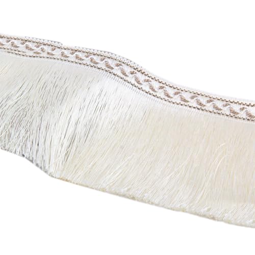 2m 13cm Breit Quaste Fransen Trim Band für DIY Handwerk Kostüme Vorhänge Beige Seide Fransenbordüre Nähzubehör von Generisch