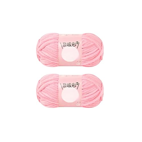 2x100g Babywolle zum Stricken, weich, Wolle zum Häkeln, Chenillewolle zum Häkeln, glänzendes Häkelgarn (05#Pink) von Generisch