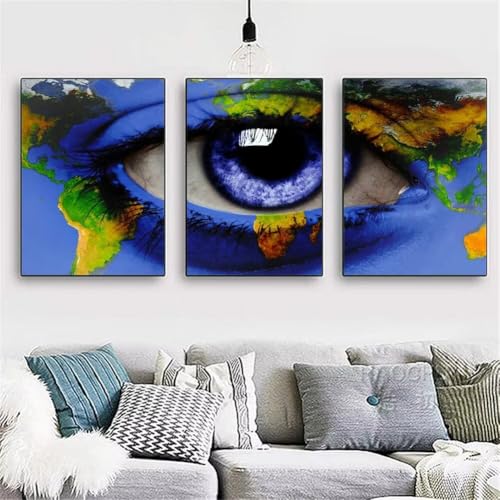 3 Pack DIY 5D Diamond Painting Kit, 3 Teilig Diamond Painting Bilder Erwachsene Full Diamant Stickerei Malerei Crystal Strass Kunsthandwerk für Haus Home Wand Dekor Erdaugen Square 120x60cm Y3863 von Generisch