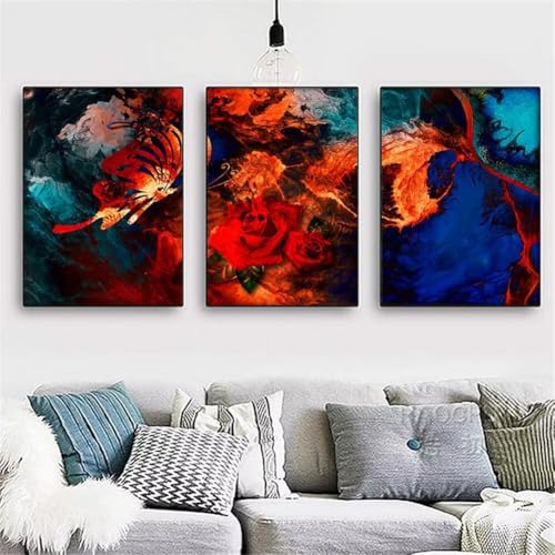 3 Pack DIY 5D Diamond Painting Kit,3 Teilig Diamond Painting Bilder Erwachsene Diamant Stickerei Malerei Crystal Strass Kunsthandwerk für Haus Home Wand Dekor Abstrakte Farben Round 120x60cm Y3671 von Generisch