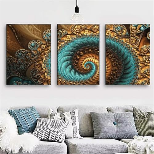 3 Pack DIY 5D Diamond Painting Kit,3 Teilig Diamond Painting Bilder Erwachsene Diamant Stickerei Malerei Crystal Strass Kunsthandwerk für Haus Home Wand Dekor Abstrakter Wirbel Round 120x60cm Y3715 von Generisch