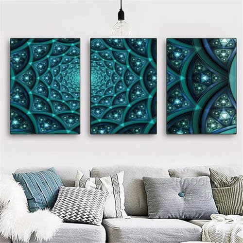 3 Pack DIY 5D Diamond Painting Kit,3 Teilig Diamond Painting Bilder Erwachsene Diamant Stickerei Malerei Crystal Strass Kunsthandwerk für Haus Home Wand Dekor Abstraktes Grün Round 120x60cm Y3627 von Generisch