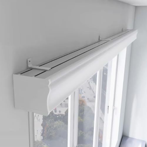 3-in-1-Gardinenkästen mit weißen Schienen – Raumteiler und Duschvorhangstange mit zwei Schienen, geräuschloser, lichtblockierender Volant, Wandmontage, 190 cm/74,8 Zoll lange dekorative Lösu 3-in-1-Gardinenkästen mit weißen Schienen – Raumteiler und Duschvorhangstange mit zwei Schienen, geräuschloser, lichtblockierender Volant, Wandmontage, 190 cm/74,8 Zoll lange dekorative Lösu von Generisch