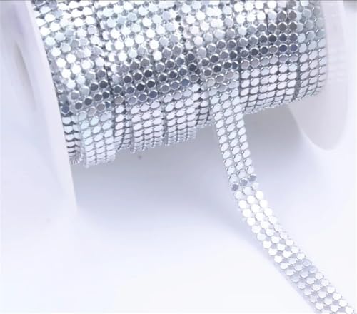 3 mm Aluminium-Mesh-Metall-Strassbesatz zum Nähen von Strass, Braut-Applikation für Kleidung, Dekoration, silberfarben von Generisch