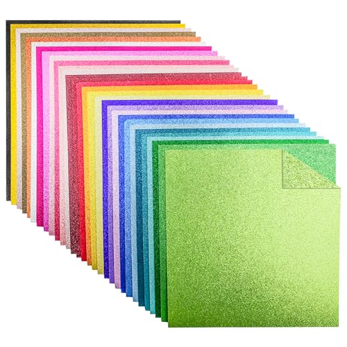 30 Blatt doppelseitige Glitzerkarten, 30,5 x 30,5 cm, 30 Farben, 250 g/m², farbiges Glitzer-Kartonpapier zum Basteln und Dekorieren von Generisch