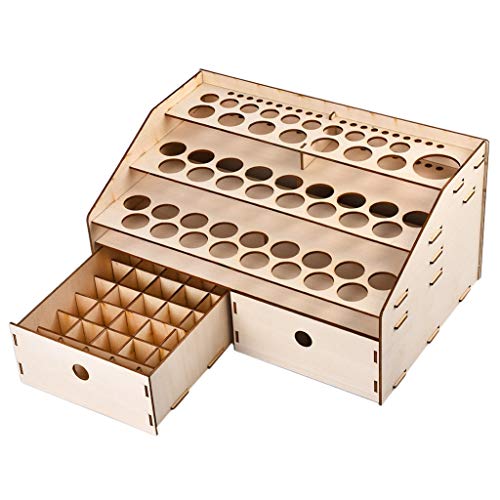 321508 Farbflaschen-Organizer aus Holz mit Pinselhalter, Ständer, Aufbewahrung, Modell 321508 von Generisch