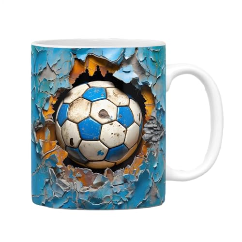 3D-Ball-Tasse – flacher 3D-Effekt, tragbar, Keramik-Teetasse, lebendige Farben, Keramiktasse für Kaffee, Tee, heiße Schokolade von Generisch