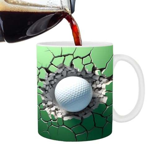 3D-Ballbecher, lustige Kaffeetasse,Flache 350-ml-Kugelbecher-Kaffeetasse mit 3D-Effekt - Lebendige Farben Keramiktasse, Keramik-Teetasse für Kaffee, Tee, heiße Schokolade und Getränke von Generisch