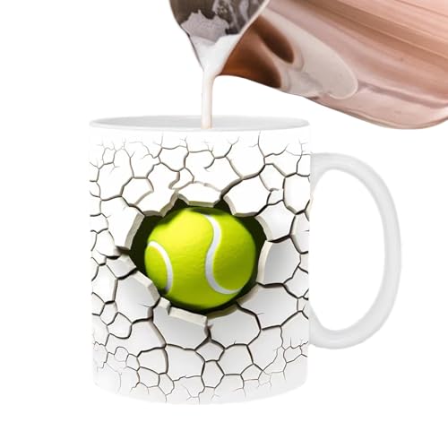 3D-Ballbecher, lustige Kaffeetasse,Flache 350-ml-Kugelbecher-Kaffeetasse mit 3D-Effekt - Lebendige Farben Keramiktasse, Keramik-Teetasse für Kaffee, Tee, heiße Schokolade und Getränke von Generisch