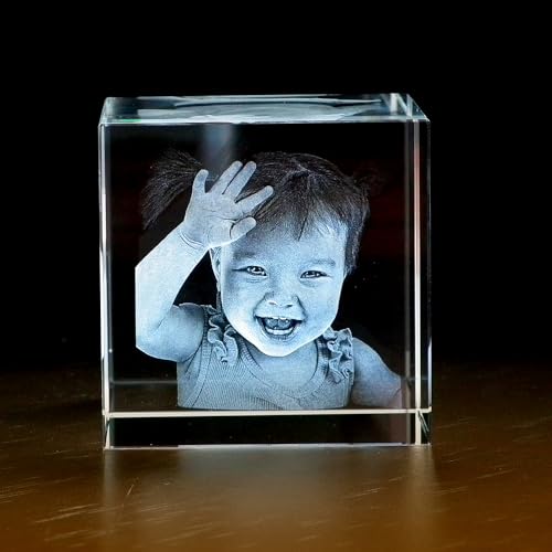 3D Gelasertes Foto im Würfel Glasblock - Personalisiertes Kristall foto in Glas gelasert 3D - Einzigartiges Erinnerungsstück für geliebte Menschen - Personalisierte geschenke - 80x80x80 mm von Generisch