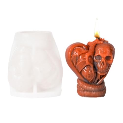 3D-Herzform für Aromatherapie, Kerzen, Totenkopf, Halloween, Seife, handgefertigte Geschenke, Silikon-Werkzeuge, E7s4 von Generisch