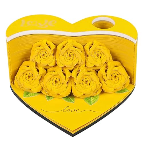 3D-Notizblock, Rose, 156 Blatt, Papierschnitzerei, Kunst, 3D-Haftnotizen, Komfort-Postnotizen, romantischer Rosen-Notizblock mit Stifthalter und Lesezeichen, DIY, kreative Geschenke für Valentinstag, von Generisch