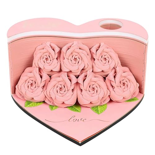 3D-Notizblock, Rose, 156 Blatt, Papierschnitzerei, Kunst, 3D-Haftnotizen, Komfort-Postnotizen, romantischer Rosen-Notizblock mit Stifthalter und Lesezeichen, DIY, kreative Geschenke für Valentinstag, von Generisch