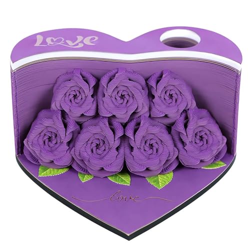 3D-Notizblock, Rose, 156 Blatt, Papierschnitzerei, Kunst, 3D-Haftnotizen, Komfort-Postnotizen, romantischer Rosen-Notizblock mit Stifthalter und Lesezeichen, DIY, kreative Geschenke für Valentinstag, von Generisch