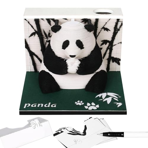 3D-Notizblock,3D-Notizblock - 3D-Panda-Haftnotizen-Notizblock aus Pappe | Papierschnitzkunst, dekorative Kunstnotizen, Planer, Notizblock, Desktop-Dekoration für Bücherregal, Fensterbank, Desktop-Vitr von Generisch