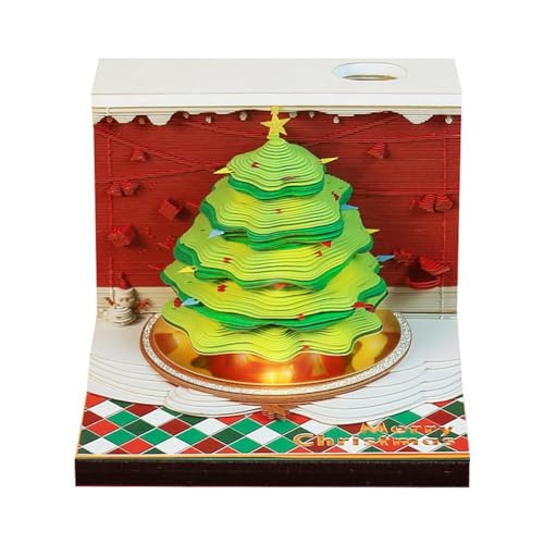 3D Notizblock mit Wochenkalender 2025 Weihnachtsbaum Memo Pad Haftnotizen Papier S4w1 Geschenk Notizblöcke Licht für Weihnachten Niedlich mit von Generisch