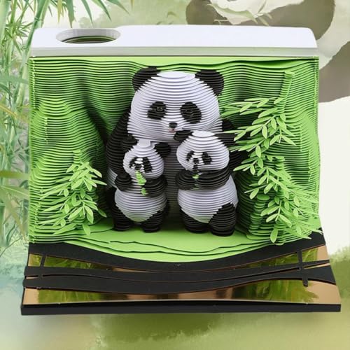 3D Panda Memo Pad Kunstkalender 2025, 217 Seiten Wochenkalender Haftnotizen, Abreißkalender Skulptur, Kreativer Schreibtischkalender DIY Papierschnitzerei Kunst Handwerk für Schule Home Office von Generisch