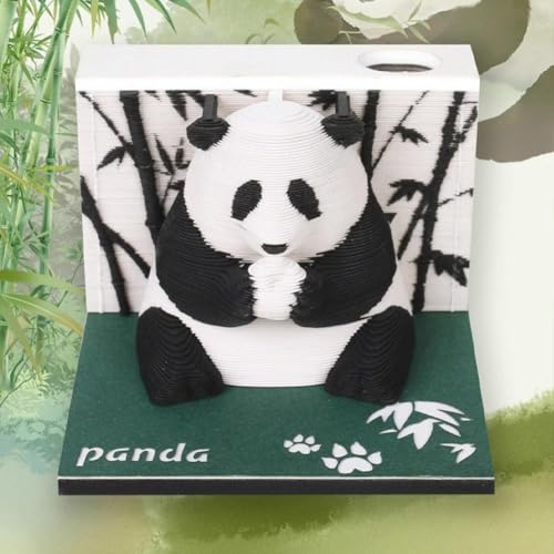 3D Panda Memo Pad Kunstkalender 2025, 217 Seiten Wochenkalender Haftnotizen, Abreißkalender Skulptur, Kreativer Schreibtischkalender DIY Papierschnitzerei Kunst Handwerk für Schule Home Office von Generisch