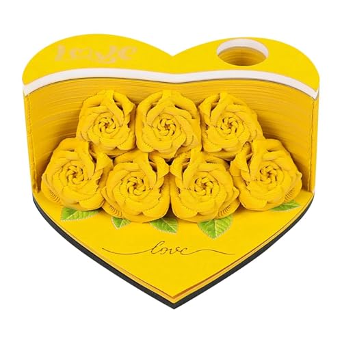 3D-Romantik-Rosen-Notizblock, Geschenke für Frauen, Abreißpapierkunst, Haftnotizen, 3D-Rosen-Papierskulptur, Schreibtischdekoration, Papierschnitzkunst, Geschenkkarte, Geschenke für Ihre Freundin, von Generisch